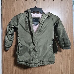 Me Jane Mini Dark Green Girls Winter Coat Hooded Full Zip With Buttons!